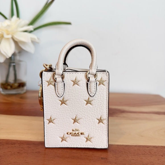 NWT Coach North/South Mini Tote Bag Charm With Star Print‎ - Picture 1 of 5